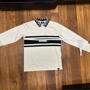 Rare Dickies Mens Polo with Vans Checkered Collar - White and Black
